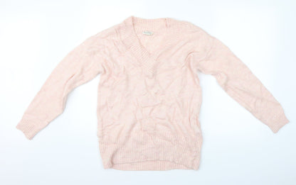 Additional front view of Miss Selfridge women’s pink jumper, size UK 6