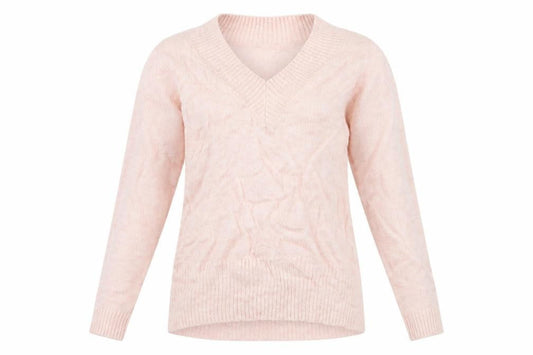 Front view of Miss Selfridge women’s pink jumper, size UK 6