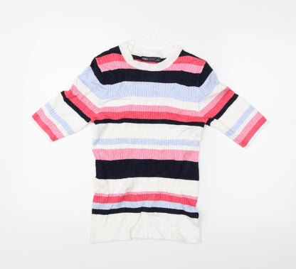 Marks & Spencer Womens Multicoloured Striped  Basic Blouse Size 10