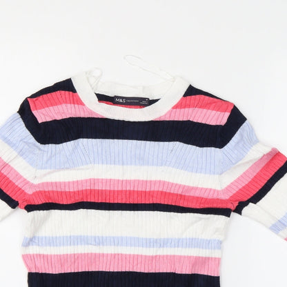Marks & Spencer Womens Multicoloured Striped  Basic Blouse Size 10