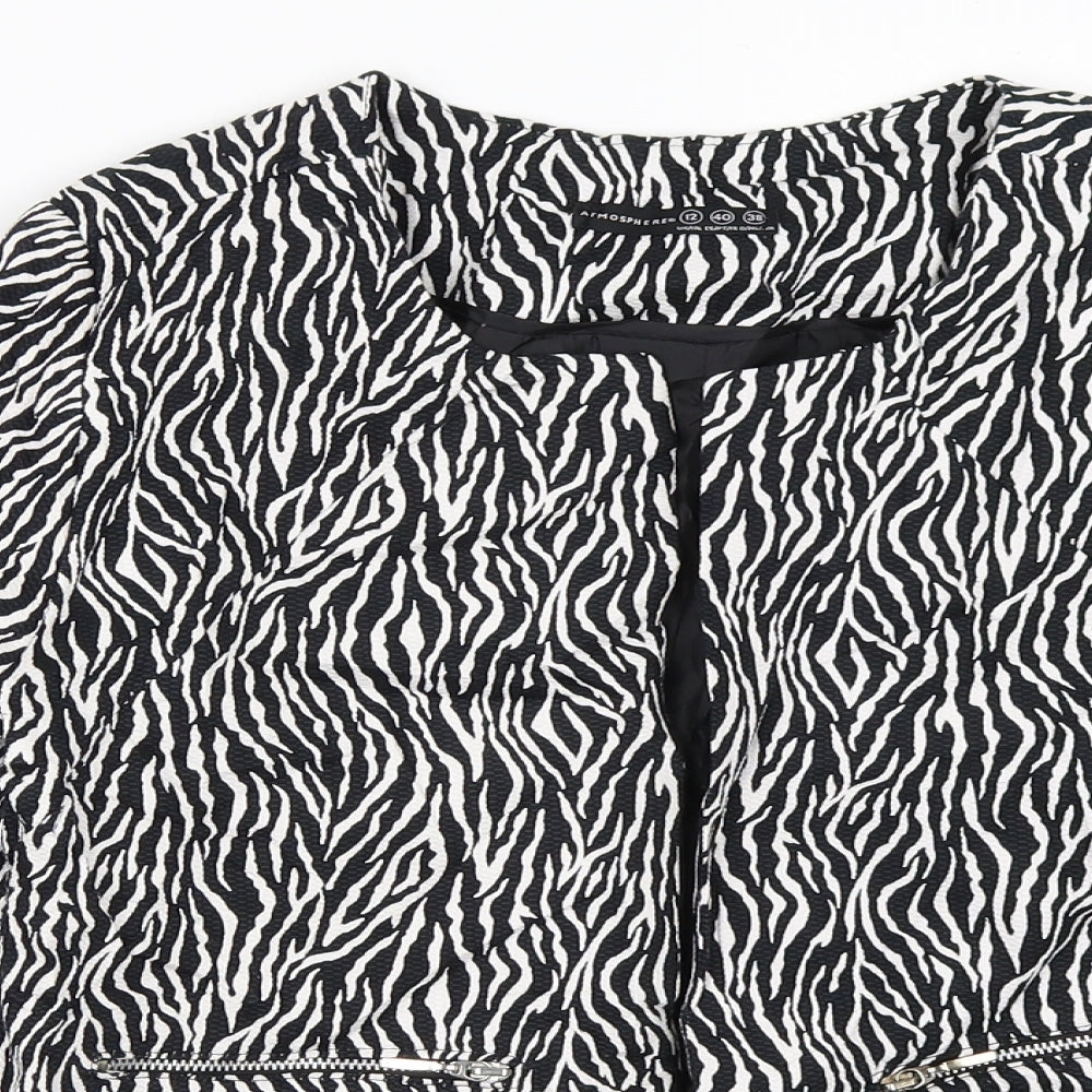 Atmosphere Womens Black Animal Print  Jacket  Size 12