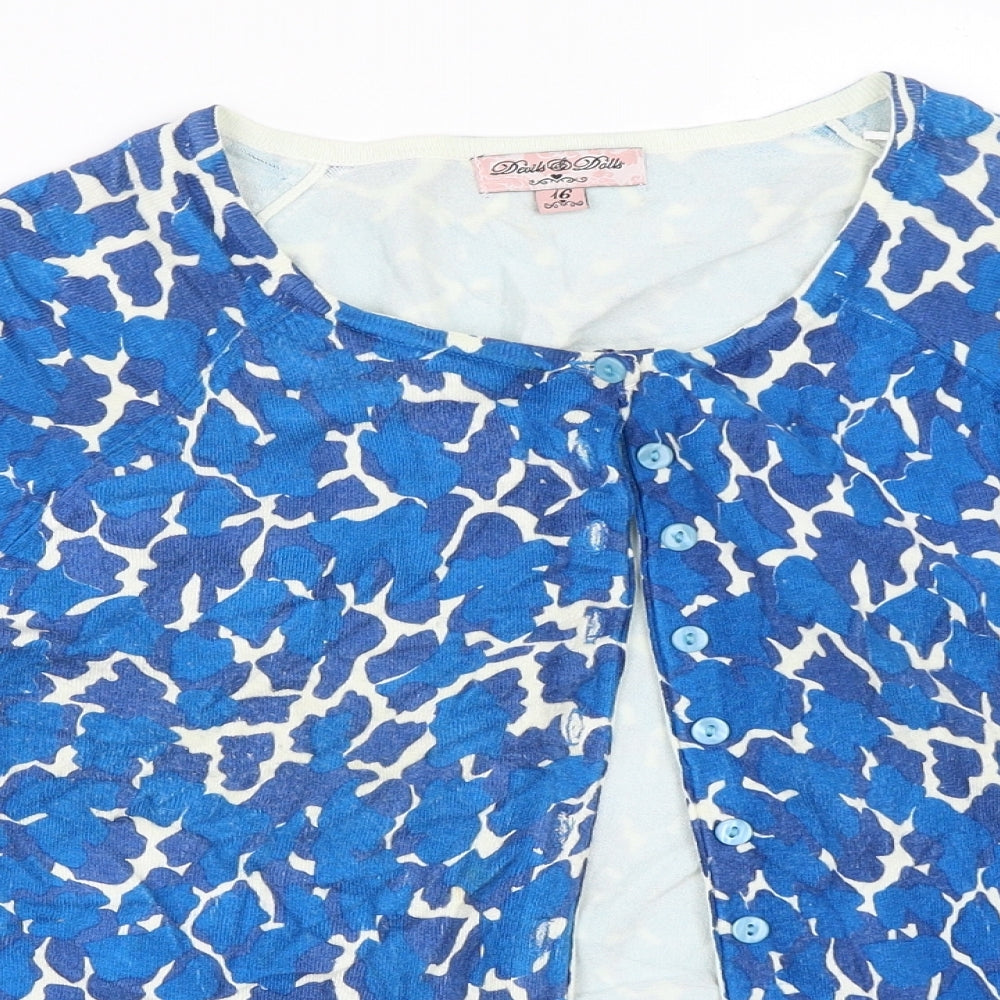Devils Dolls Womens Blue   Cardigan Jumper Size 16