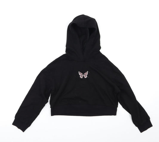 SheIn Girls Black   Pullover Hoodie Size 7 Years