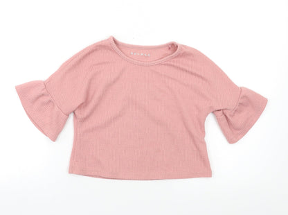 Front view of Nutmeg girls’ pink basic blouse, size 5-6, years