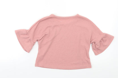 Back view of Nutmeg girls’ pink basic blouse, size 5-6, years