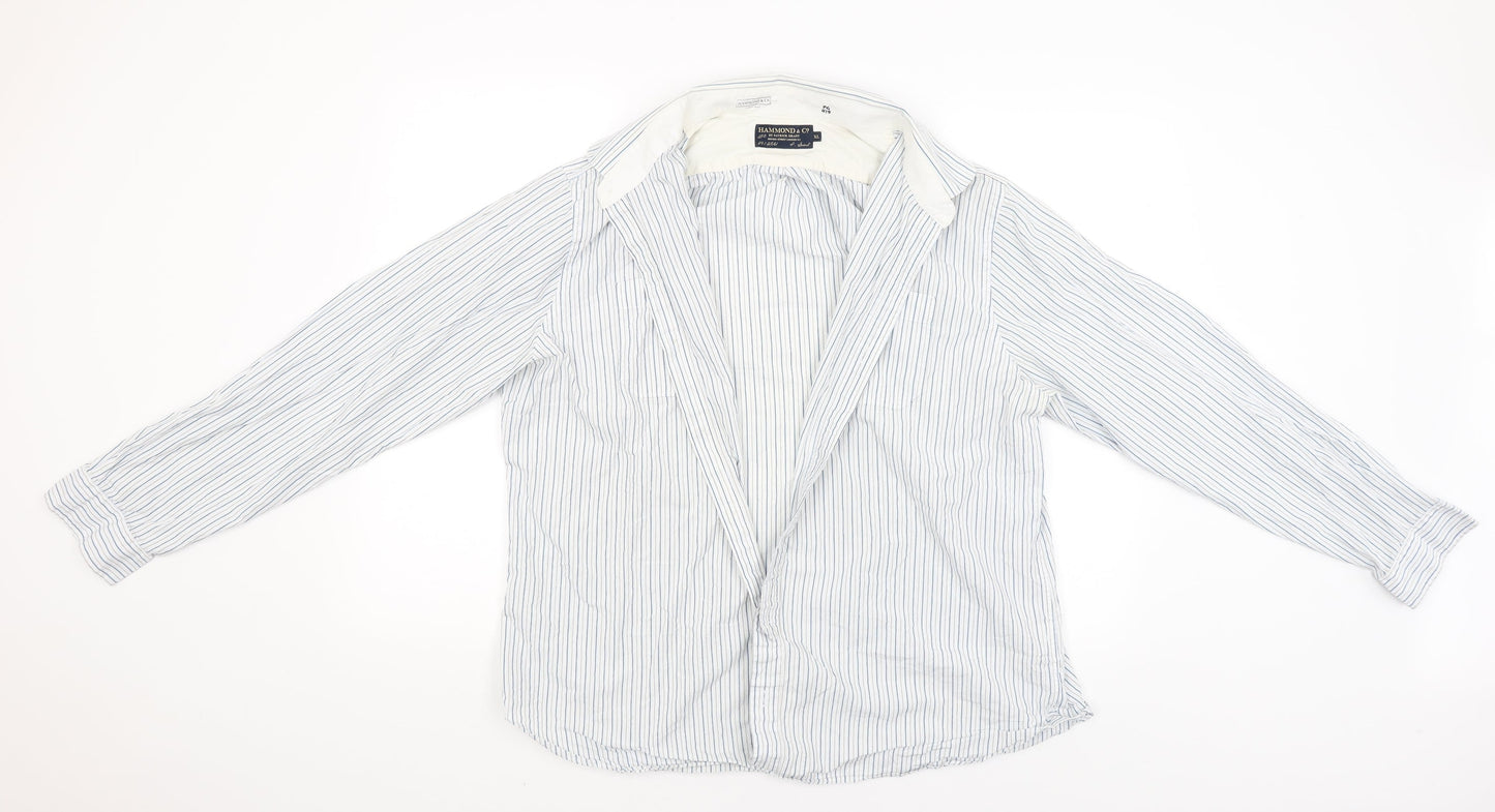 Hammond & CO Mens White Striped   Button-Up Size XL