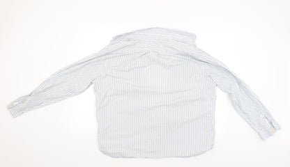 Back view of Hammond & CO men’s white striped button-up, size XL