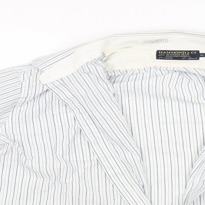 Close-up detail of Hammond & CO men’s white striped button-up, size XL