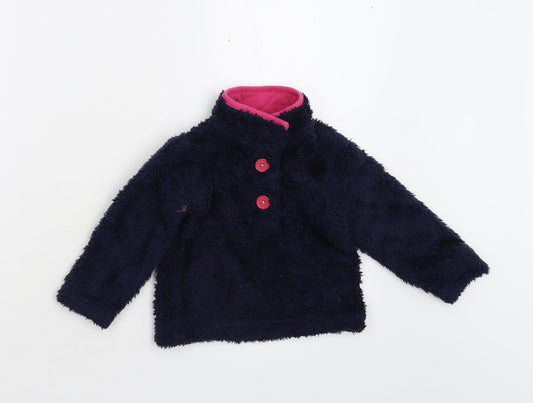 mamas & papas Boys Blue  Fleece Henley Sweatshirt Size 2-3 Years