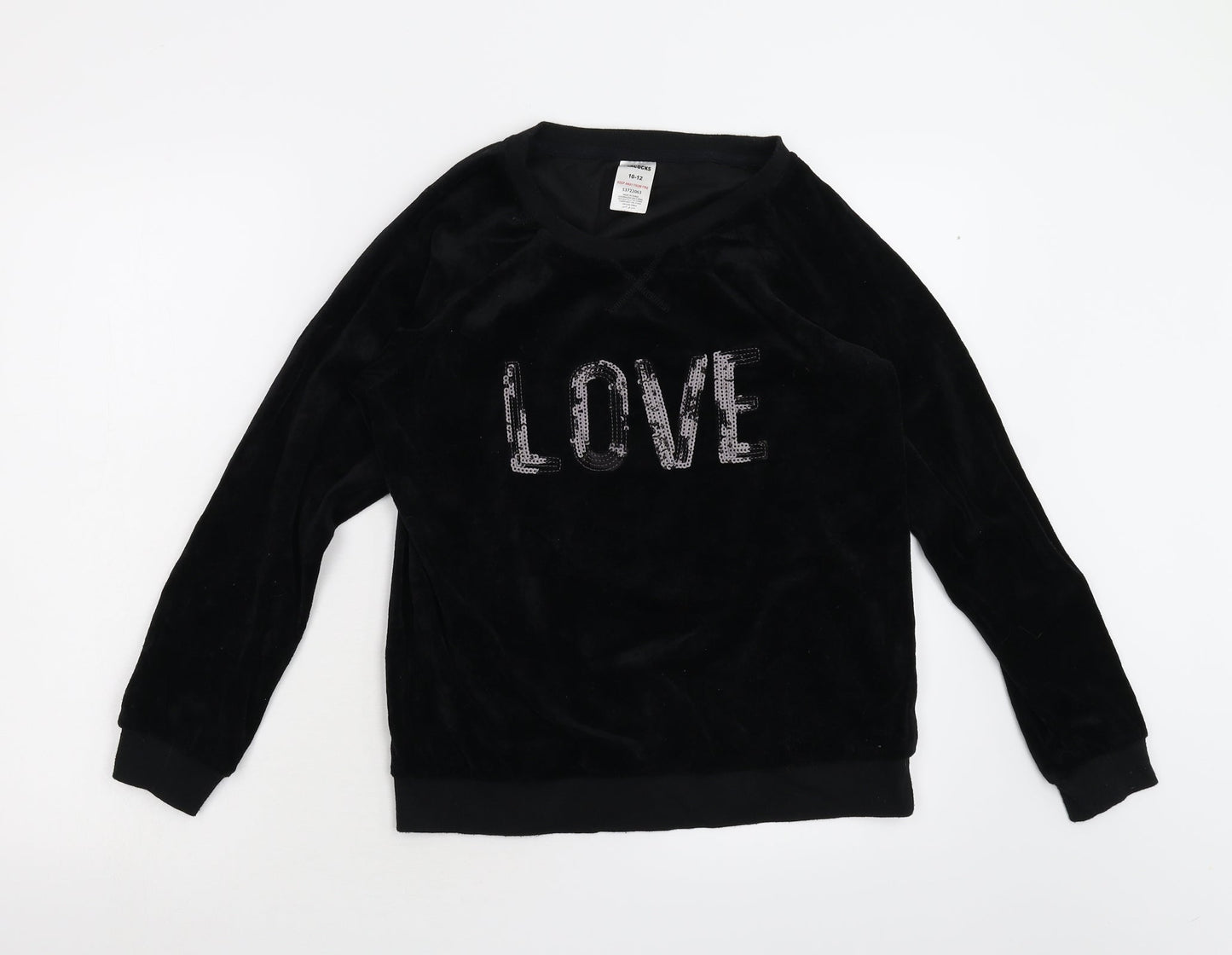 Peacocks Womens Black  Fleece Pullover Sweatshirt Size 10