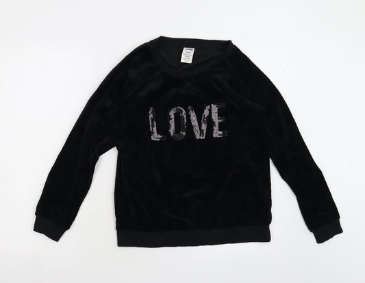 Peacocks Womens Black  Fleece Pullover Sweatshirt Size 10