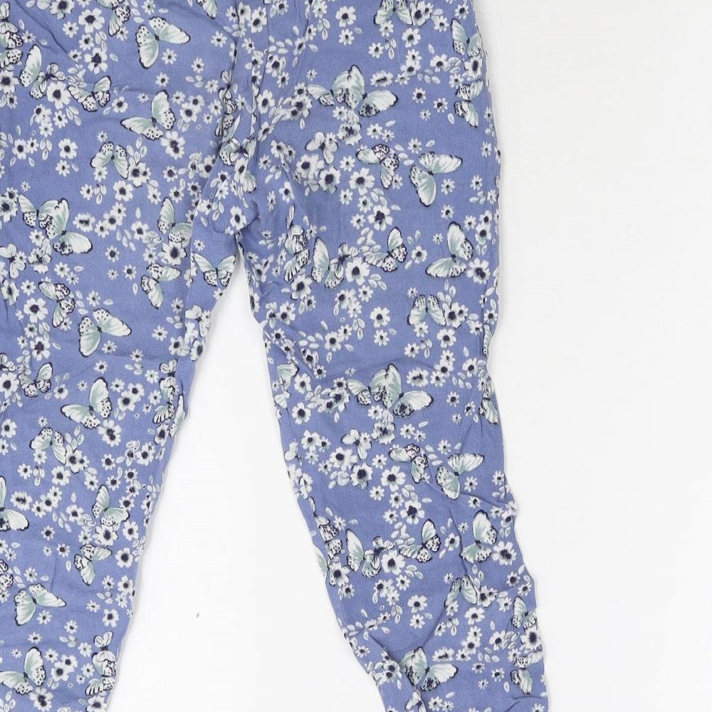 H&M Girls Blue Floral  Sweatpants Trousers Size 7-8 Years