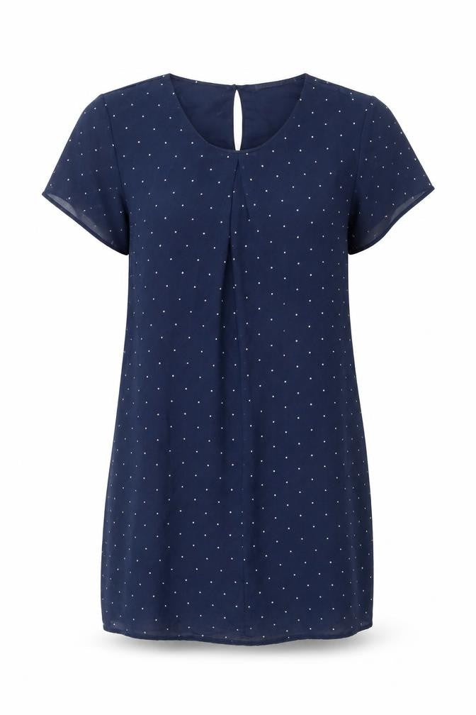 Calliope Womens Blue Polka Dot  Basic T-Shirt Size M