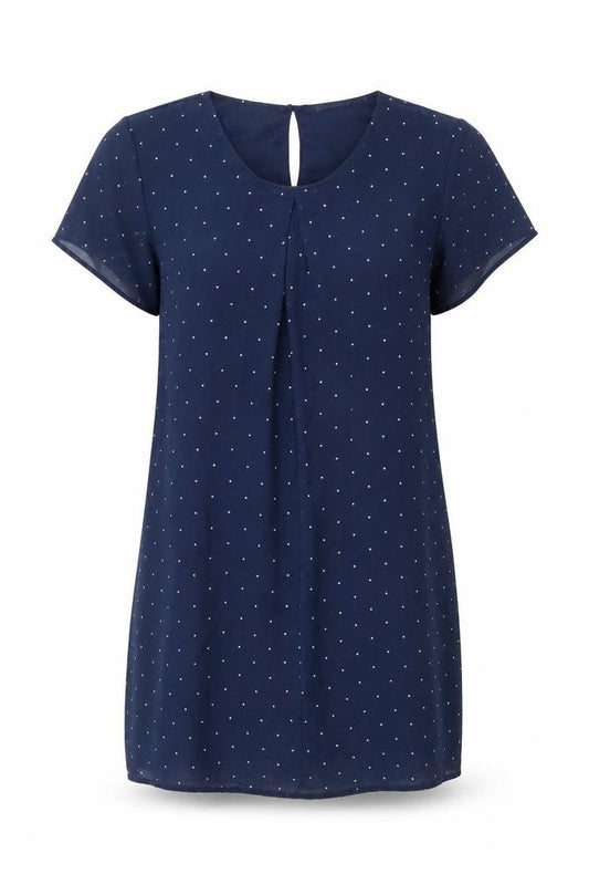 Calliope Womens Blue Polka Dot  Basic T-Shirt Size M