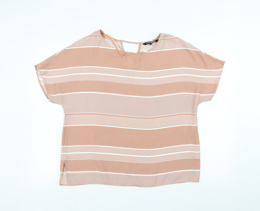debinhams Womens Pink Striped  Basic T-Shirt Size 14