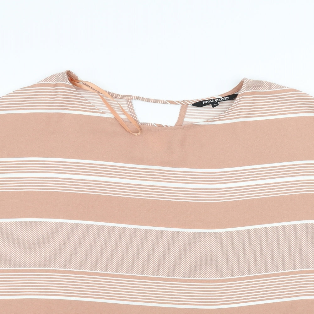 debinhams Womens Pink Striped  Basic T-Shirt Size 14