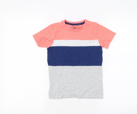 NEXT Girls Grey Striped  Basic T-Shirt Size 5-6 Years
