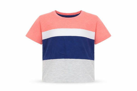 Next Girls Grey Striped  Basic T-Shirt Size 5-6 Years