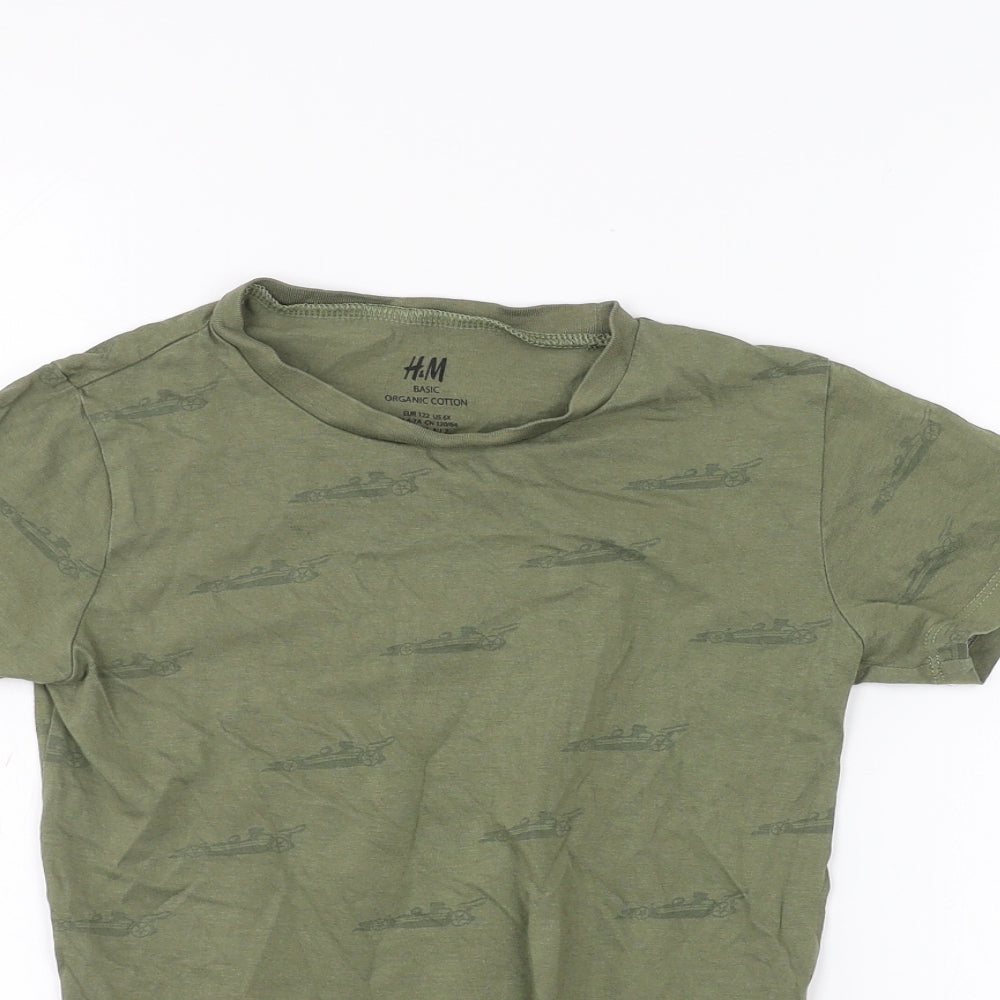 H&M Boys Green   Basic T-Shirt Size 6-7 Years