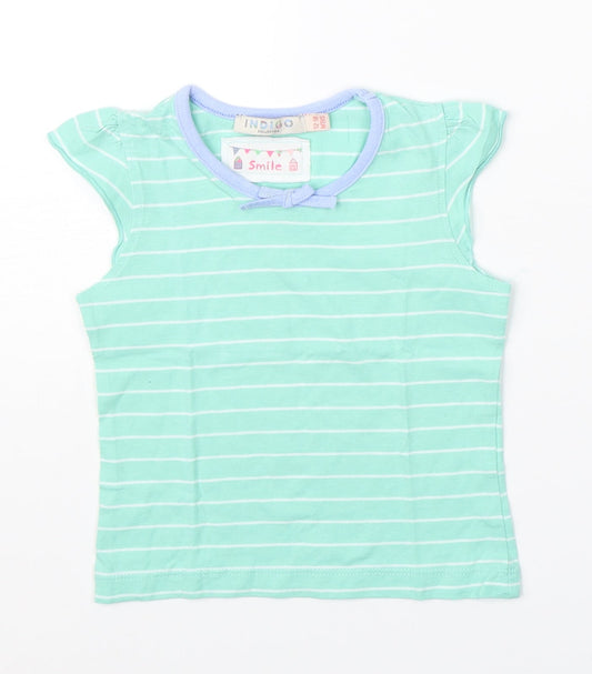 Indigo Girls Green Striped  Basic T-Shirt Size 12 Months