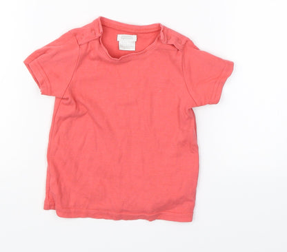 Additional front view of Mama & Papas girls’ pink basic t-shirt, size 9-12, months