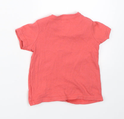Back view of Mama & Papas girls’ pink basic t-shirt, size 9-12, months