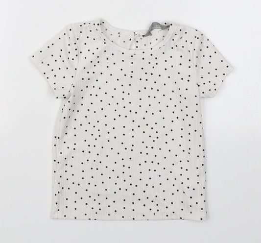 Primark Girls White Polka Dot  Basic T-Shirt Size 12-18 Months