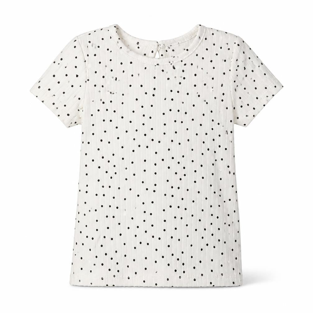 Primark Girls White Polka Dot  Basic T-Shirt Size 12-18 Months