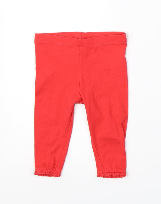 Preworn Girls Red    Leggings Size 6-9 Months