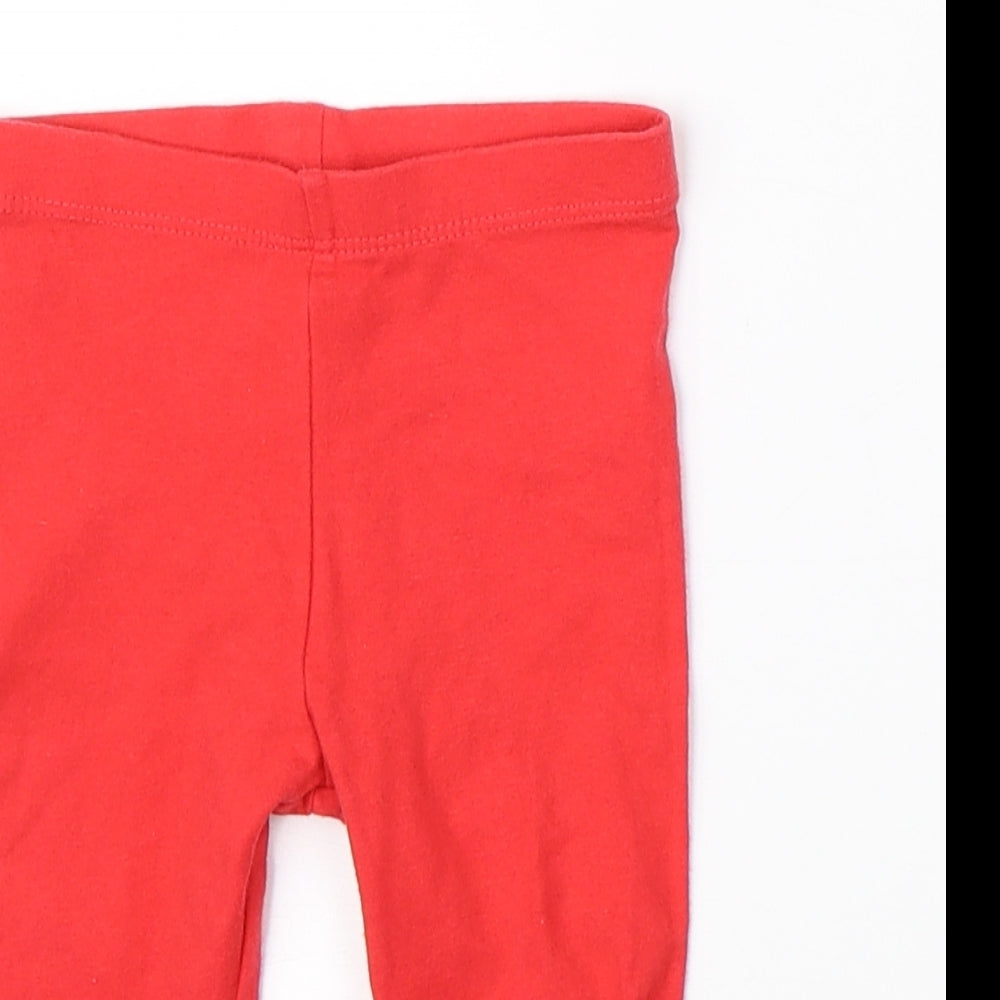 Preworn Girls Red    Leggings Size 6-9 Months