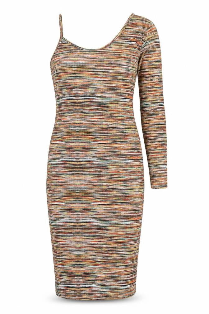 PRETTYLITTLETHING Womens Multicoloured Striped Rayon Pencil Dress  Size 14