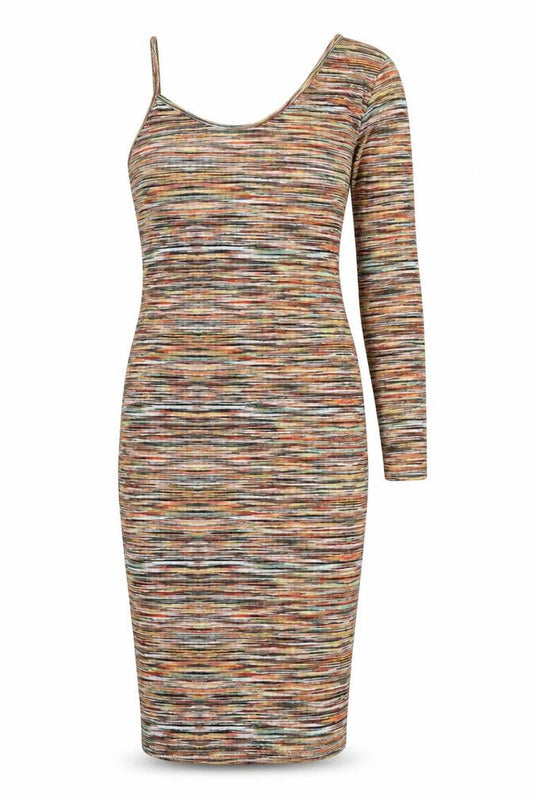 PRETTYLITTLETHING Womens Multicoloured Striped Rayon Pencil Dress  Size 14