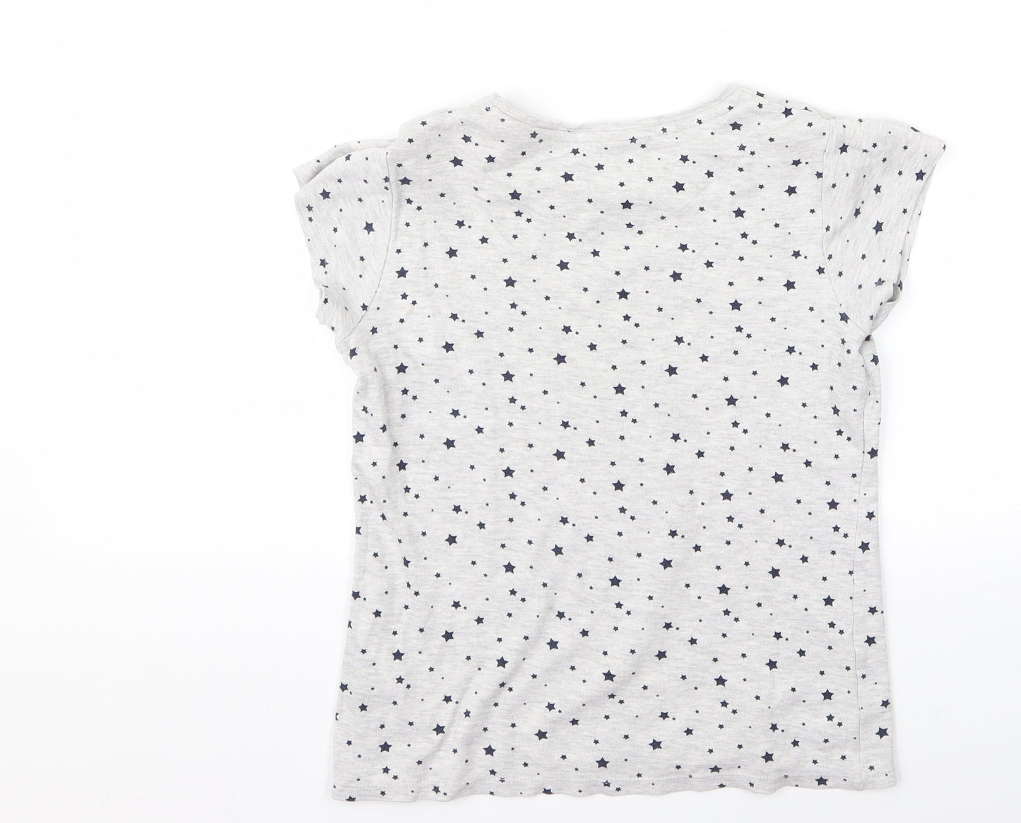 Preworn Girls Grey   Basic T-Shirt Size 10-11 Years  - star