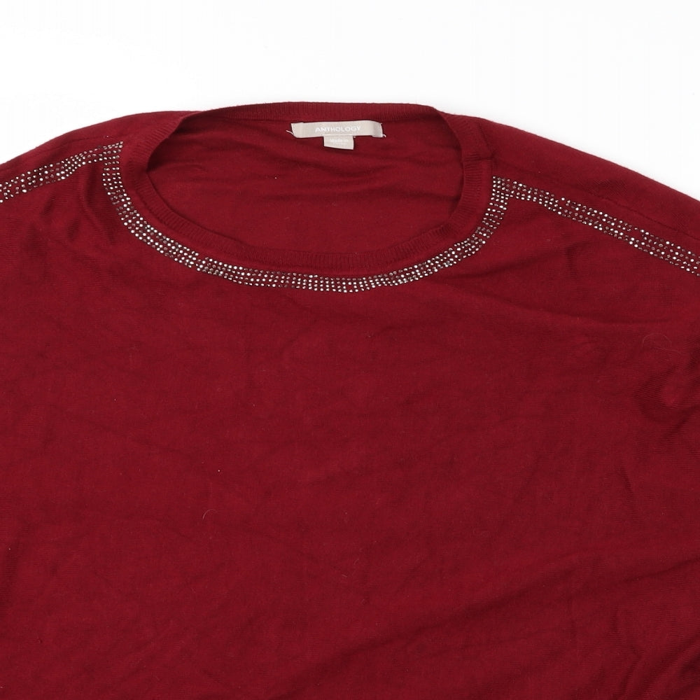 anthologu Womens Red  Rayon Pullover Jumper Size 10