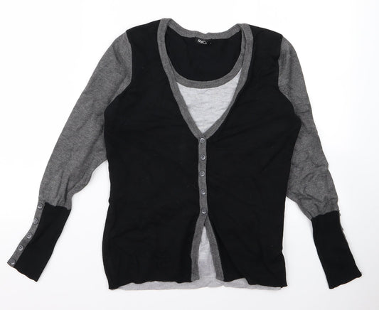 M&Co Womens Grey   Cardigan Jumper Size M