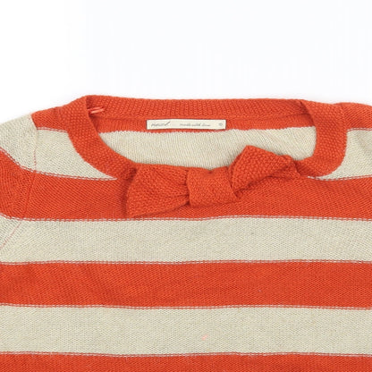 Next Womens Orange Striped  Pullover Jumper Size 10