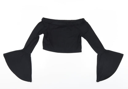 Back view of Missguided women’s black jumper, size UK 8, - crop top