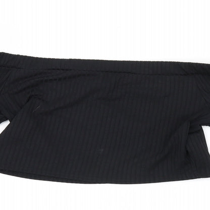 Close-up detail of Missguided women’s black jumper, size UK 8, - crop top