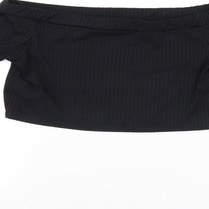 Brand and care label for Missguided women’s black jumper, size UK 8, - crop top
