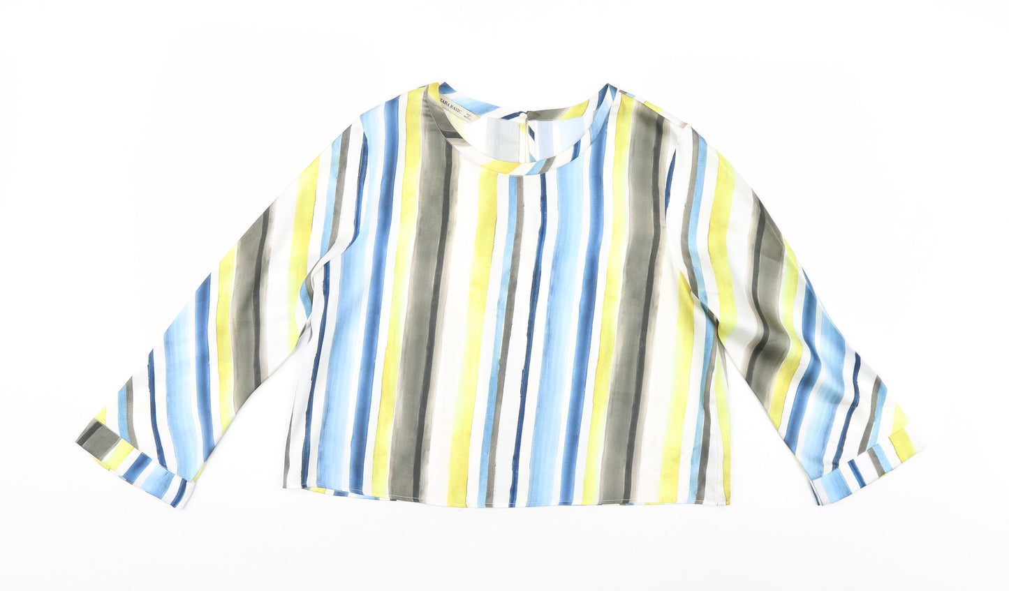Zara Womens Multicoloured Striped  Basic Blouse Size L