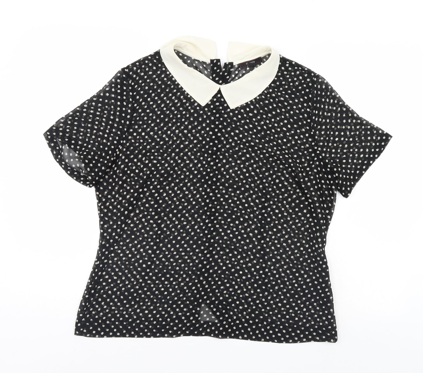Therapy  Womens Black Polka Dot  Basic Blouse Size 14