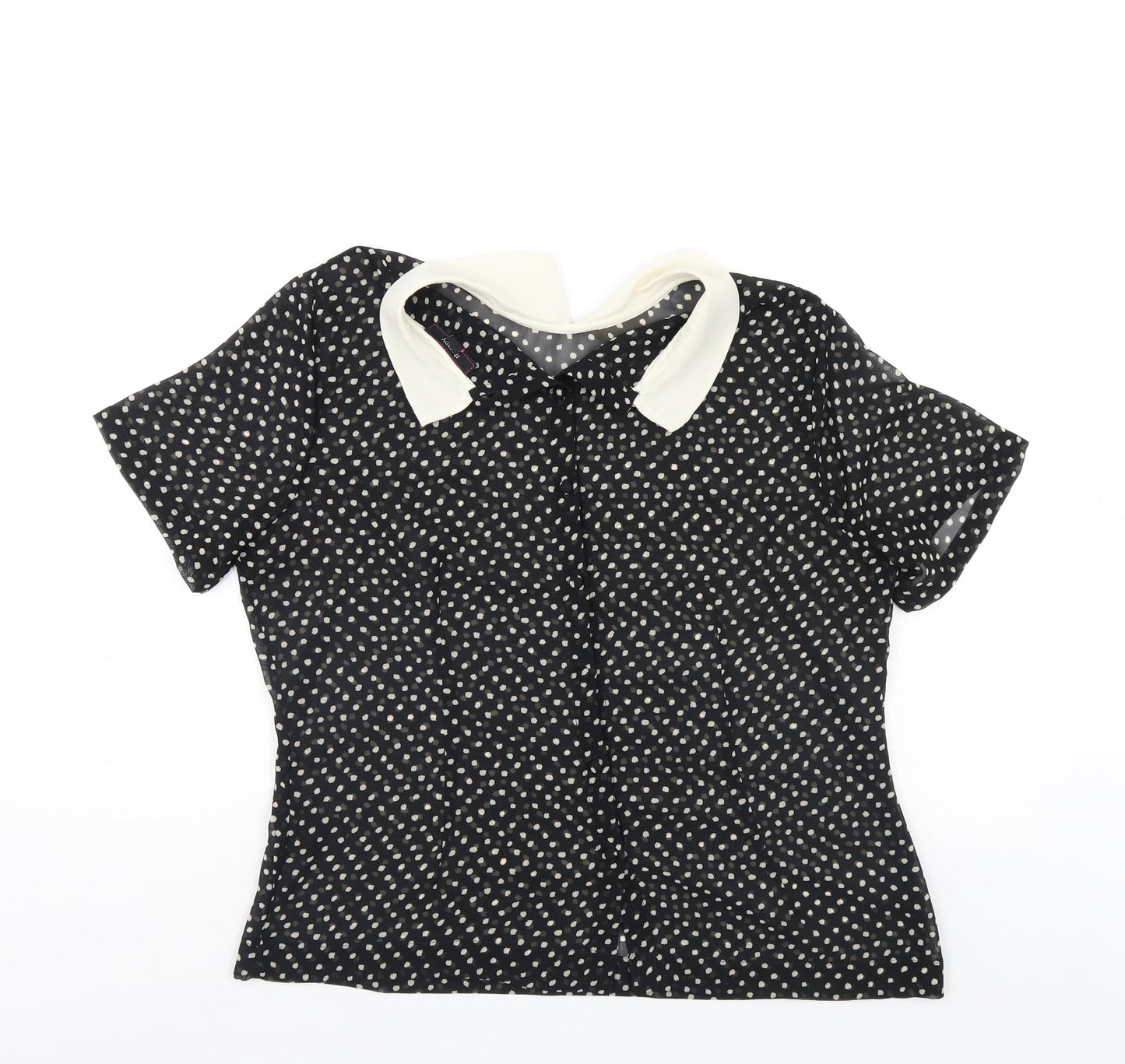 Therapy  Womens Black Polka Dot  Basic Blouse Size 14