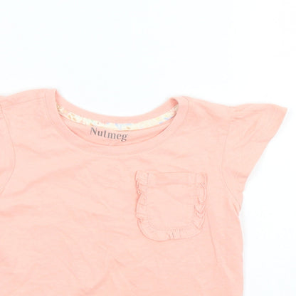 Close-up detail of Nutmeg girls’ pink basic polo, size 5-6, years