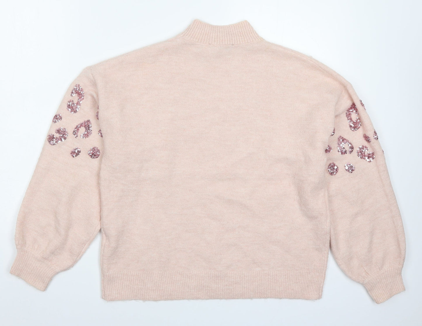 New Look Womens Pink Animal Print Knit Pullover Jumper Size S