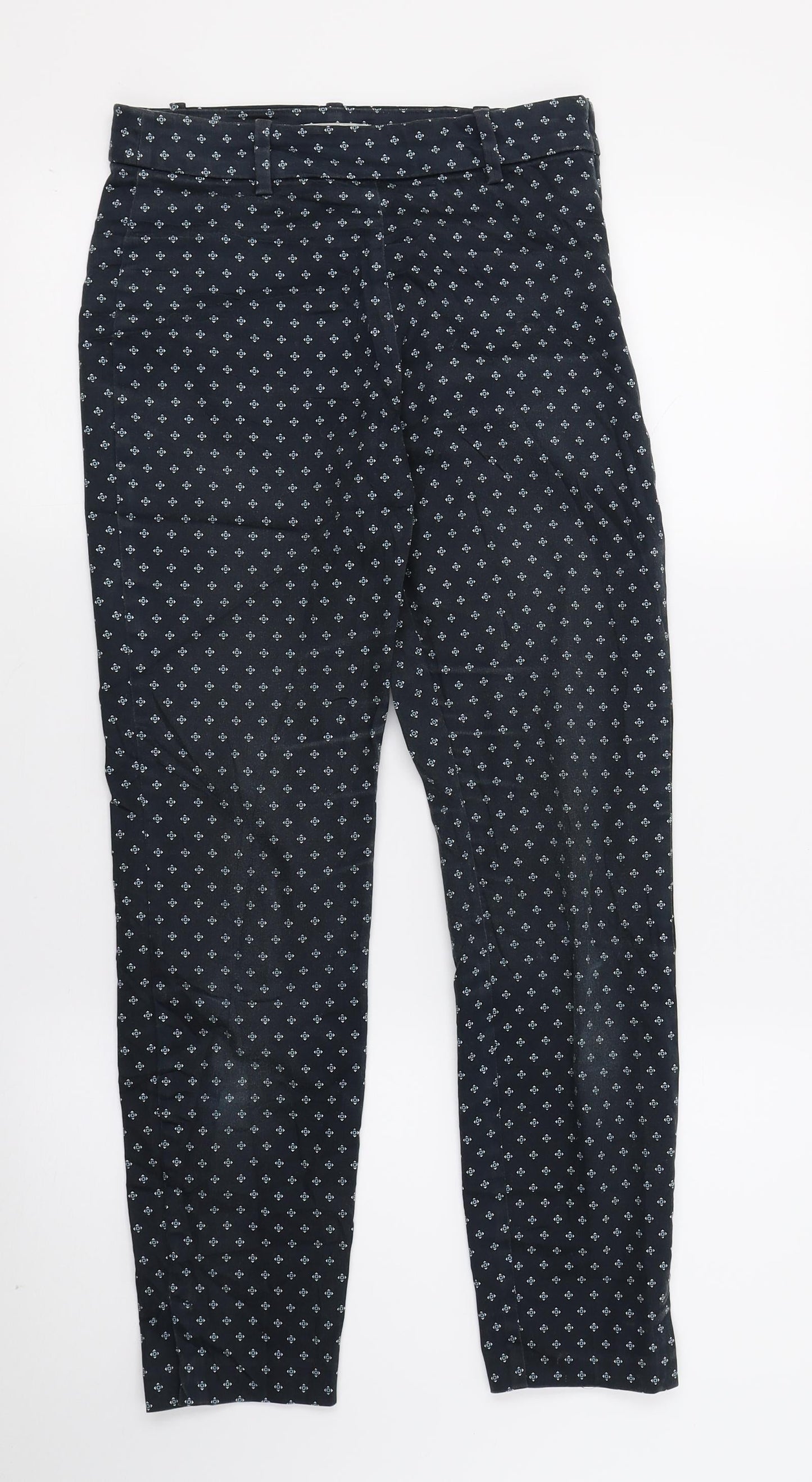 H&M Womens Blue Geometric  Trousers  Size 6 L26 in