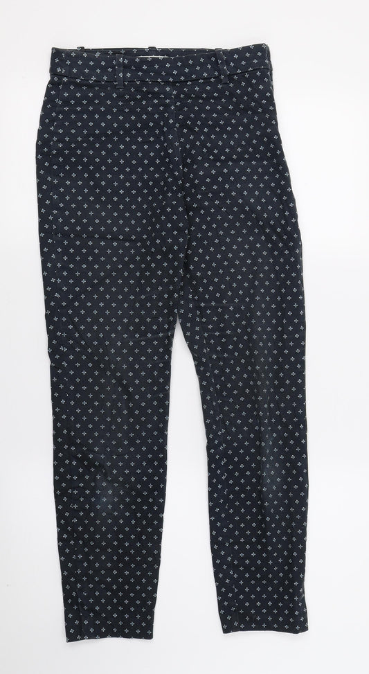 H&M Womens Blue Geometric  Trousers  Size 6 L26 in