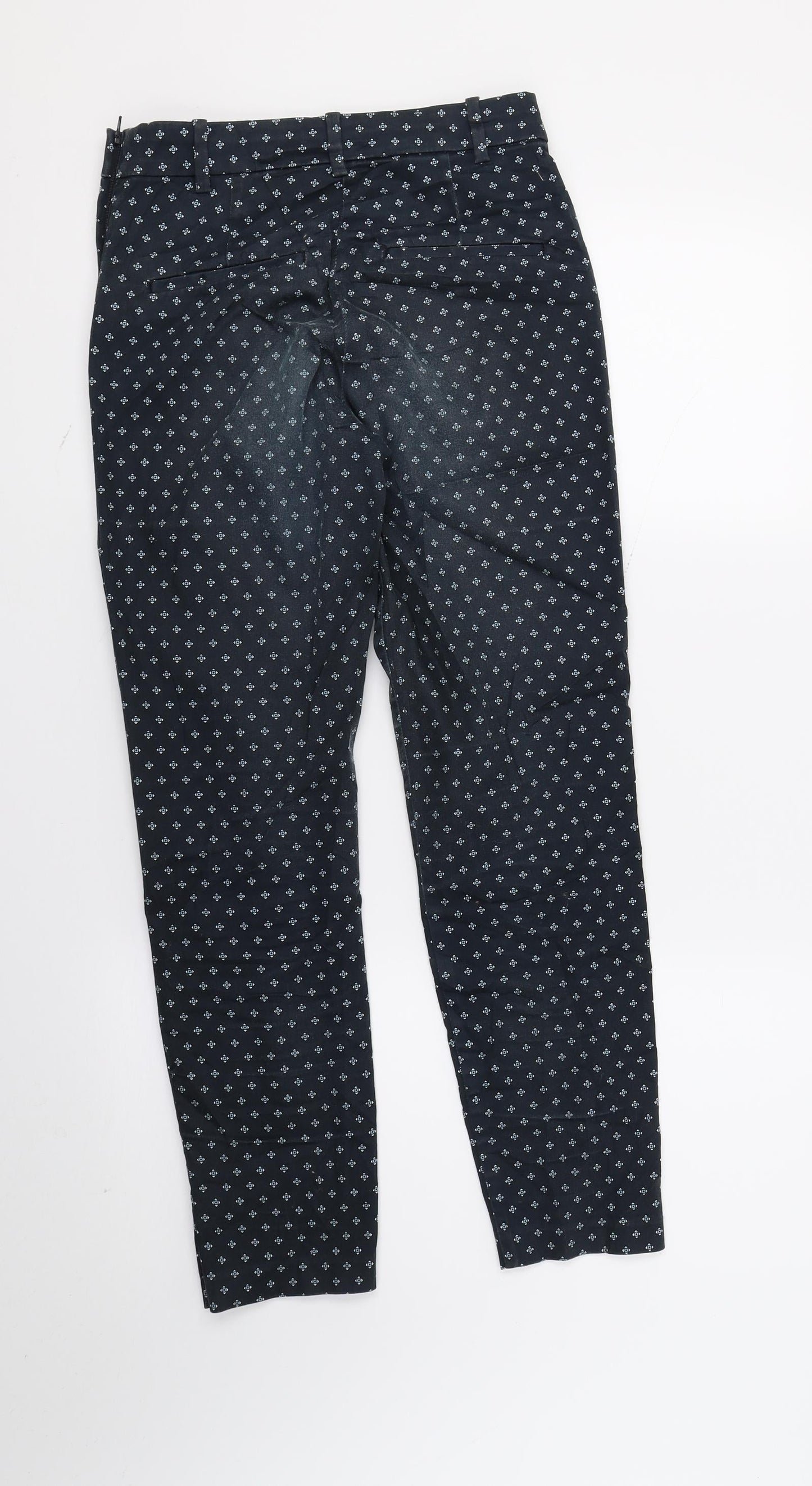 H&M Womens Blue Geometric  Trousers  Size 6 L26 in