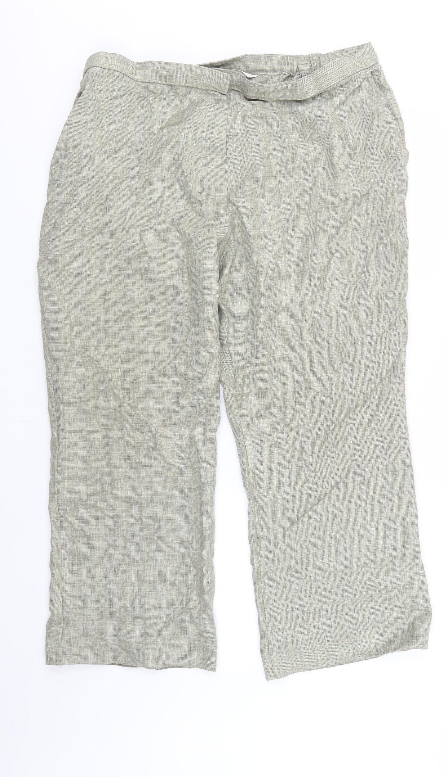M&S Womens Beige Plaid  Trousers  Size 20 L25 in