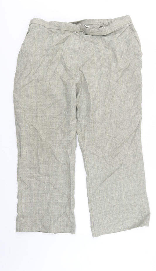 M&S Womens Beige Plaid  Trousers  Size 20 L25 in