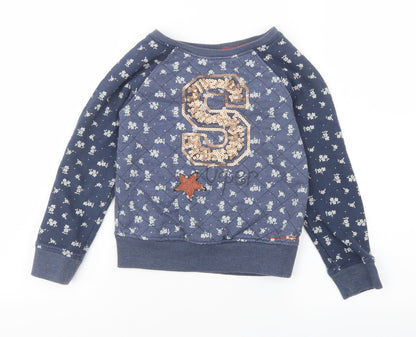 Next Girls Blue Floral Jersey Pullover Sweatshirt Size 8 Years